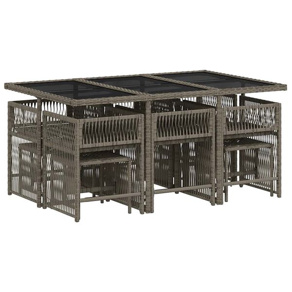 vidaXL 11d&iacute;ln&yacute; zahradn&iacute; j&iacute;deln&iacute; set s podu&scaron;kami &scaron;ed&yacute; polyratan