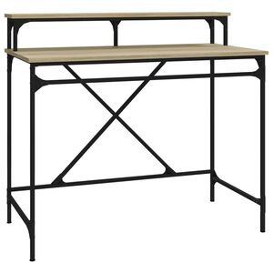 vidaXL Psac&iacute; stůl dub sonoma 100x50x90 cm kompozitn&iacute; dřevo a železo