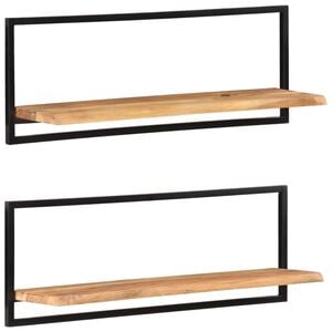 vidaXL N&aacute;stěnn&eacute; police 2 ks 100 x 24 x 35 cm masivn&iacute; ak&aacute;cie a ocel