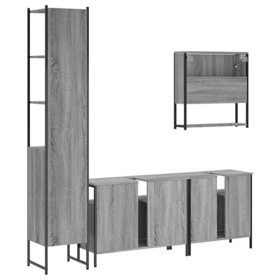 vidaXL 4dílný set koupelnového nábytku šedý sonoma kompozitní dřevo