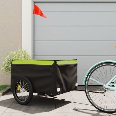 vidaXL Přívěsný vozík za kolo černý a zelený 45 kg železo