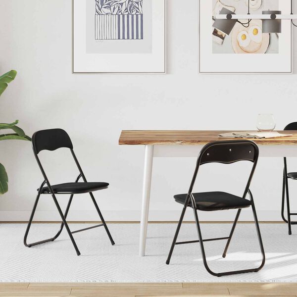 vidaXL Skl&aacute;dac&iacute; židle 2 pcs Čern&yacute; 48 x 44 x 78 cm samet