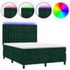 vidaXL Box spring postel s matrac&iacute; a LED tmavě zelen&aacute; 140x190 cm samet