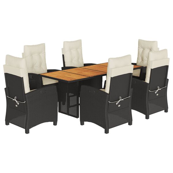 vidaXL 7dílný zahradní jídelní set s poduškami šedý polyratan