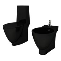 vidaXL Keramické WC a bidet černé