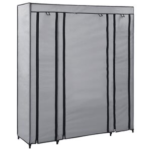 vidaXL &Scaron;atn&iacute; skř&iacute;ň s přihr&aacute;dkami a tyčemi &scaron;ed&aacute; 150x45x176 cm textil