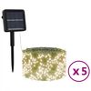 vidaXL Sol&aacute;rn&iacute; světeln&eacute; řetězy 5 ks 5x200 LED tepl&eacute; b&iacute;l&eacute; dovnitř i ven