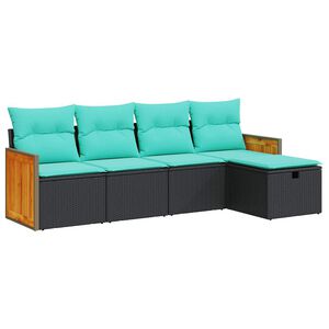 vidaXL 5d&iacute;ln&aacute; zahradn&iacute; sedac&iacute; souprava s podu&scaron;kami čern&aacute; polyratan