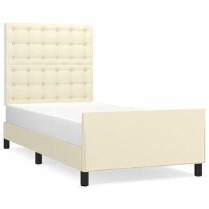 vidaXL R&aacute;m postele s čelem kr&eacute;mov&yacute; 80 x 200 cm uměl&aacute; kůže