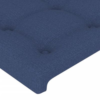 vidaXL Čelo postele s LED modré 103 x 16 x 78/88 cm textil