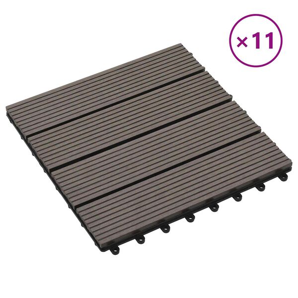 vidaXL Dlažba na terasu 11 pcs Tmavě hněd&aacute; 30 x 30 cm Dřevoplast