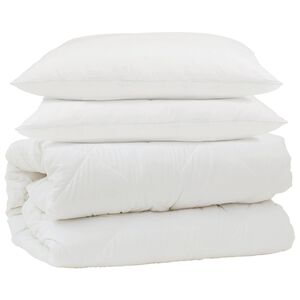 vidaXL Sada přikr&yacute;vek s pol&scaron;t&aacute;řem 3 pcs B&iacute;l&aacute; Mikrovl&aacute;kno a peř&iacute;