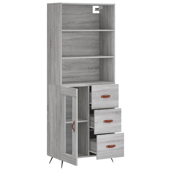 vidaXL Skř&iacute;ň highboard &scaron;ed&aacute; sonoma 69,5 x 34 x 180 cm kompozitn&iacute; dřevo