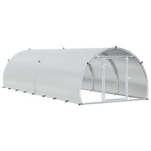 vidaXL Kuřec&iacute; kurn&iacute;k Stř&iacute;brn&aacute; 400 x 150 x 100 cm Pozinkovan&aacute; ocel
