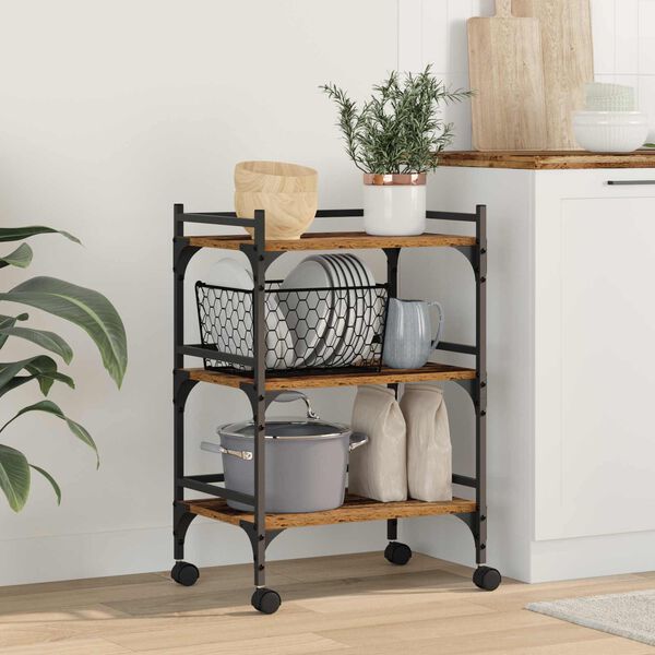 vidaXL Kuchyňsk&yacute; voz&iacute;k Star&eacute; dřevo 50 x 35 x 75.5 cm kompozitn&iacute; dřevo