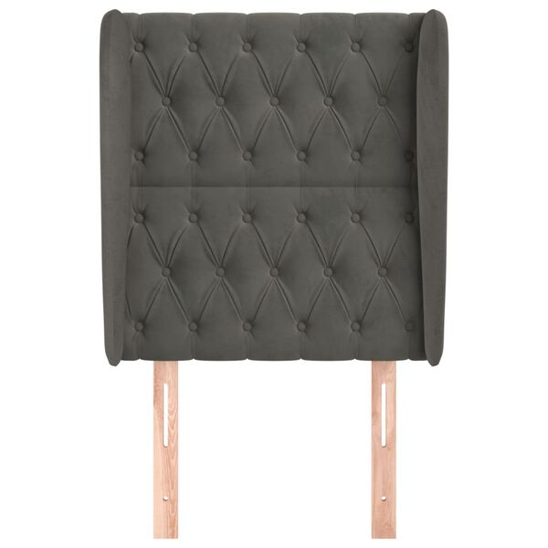 vidaXL Čelo postele typu ušák tmavě šedé 83 x 23 x 118/128 cm samet