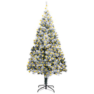 vidaXL Umělý vánoční stromek s LED zasněžený zelený 300 cm PVC