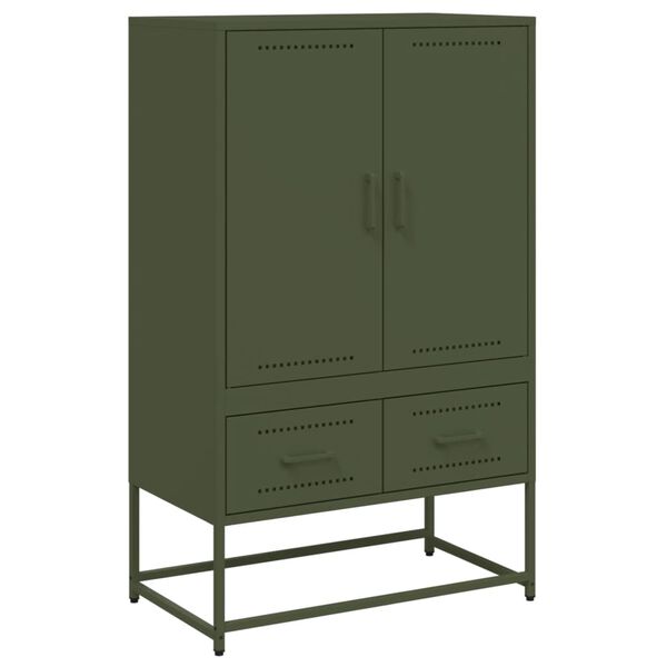 vidaXL Skříň highboard olivově zelená 68 x 39 x 111,5 cm ocel