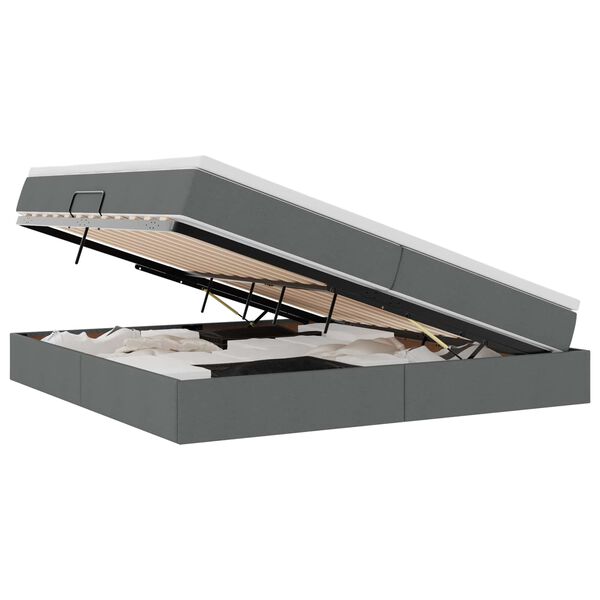 vidaXL Postel s &uacute;ložn&yacute;m prostorem a matrac&iacute; Tmavě &scaron;ed&aacute; 200 x 200 cm