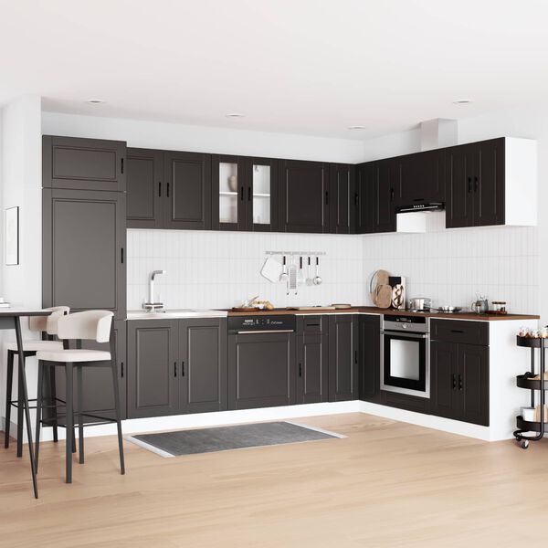 vidaXL Skř&iacute;ňka pod dřez s &uacute;loži&scaron;těm Porto 2 pcs Čern&aacute; Kompozitn&iacute; dřevo