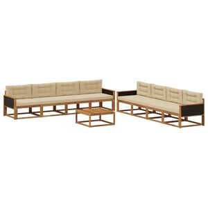 vidaXL Venkovn&iacute; pohovkov&aacute; souprava 9 pcs Přirozen&aacute; a B&eacute;žov&aacute;