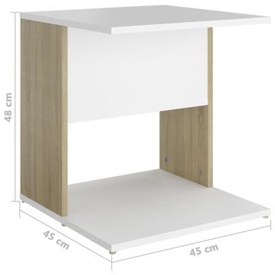 vidaXL Odkládací stolek bílý a dub sonoma 45 x 45 x 48 cm dřevotříska