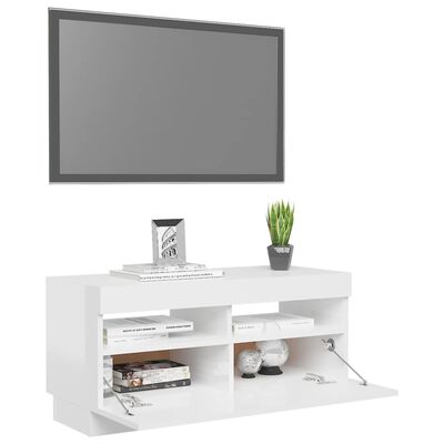 vidaXL TV skříňka s LED osvětlením bílá s vysokým leskem 80x35x40 cm