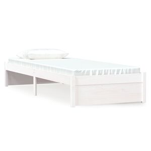 vidaXL R&aacute;m postele b&iacute;l&yacute; masivn&iacute; dřevo 75 x 190 cm mal&eacute; jednolůžko