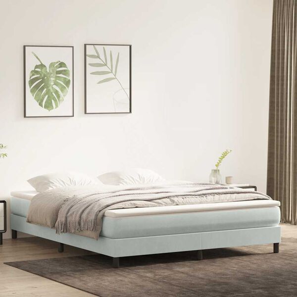 vidaXL Postel Box Spring bez matrace Light Grey 180x220 cm samet