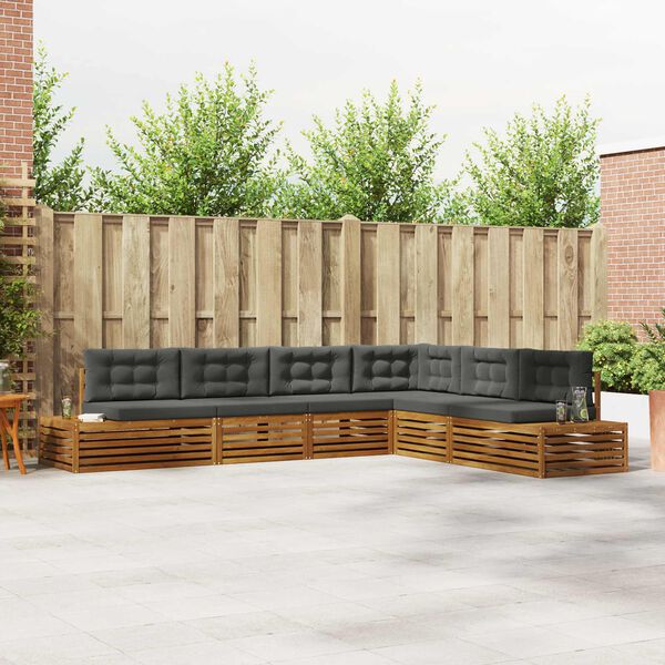 vidaXL Venkovn&iacute; pohovkov&aacute; souprava 6 Kus Přirozen&aacute; a Anthracitov&aacute;