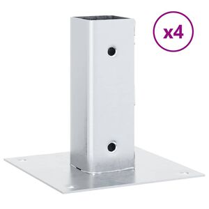 vidaXL Podstavce pro sloupky čtvercov&eacute; 4 ks Stř&iacute;brn&aacute; Pozinkovan&aacute; ocel