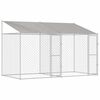 vidaXL Ps&iacute; klec s střechou Stř&iacute;brn&aacute; 400 x 200 x 256 cm Ocel a PE