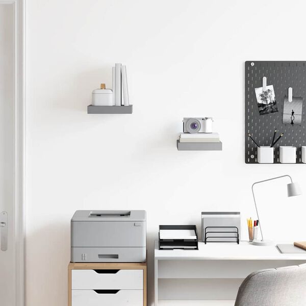 vidaXL Plovouc&iacute; n&aacute;stěnn&eacute; police 2 ks &scaron;ed&eacute; 23 x 23,5 x 3,8 cm MDF