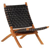 vidaXL Skládací relaxační židle černá pravá kůže