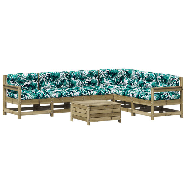 vidaXL 7d&iacute;ln&aacute; zahradn&iacute; sedac&iacute; souprava a podu&scaron;ky impregnovan&aacute; borovice