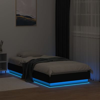 vidaXL Rám postele s LED osvětlením černý 90 x 190 cm