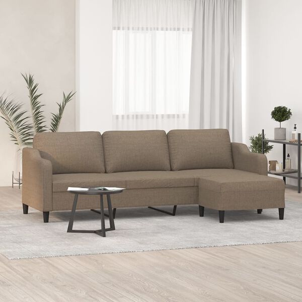 vidaXL 3m&iacute;stn&aacute; pohovka s podnožkou taupe 210 cm textil
