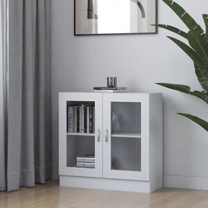 vidaXL Prosklen&aacute; skř&iacute;ň b&iacute;l&aacute; 82,5 x 30,5 x 80 cm kompozitn&iacute; dřevo