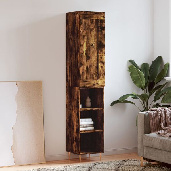 vidaXL Skř&iacute;ň highboard kouřov&yacute; dub 34,5 x 34 x 180 cm kompozitn&iacute; dřevo