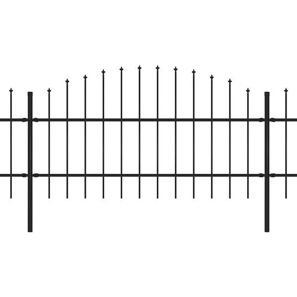 vidaXL Zahradn&iacute; plot s kop&iacute;m nahoře ocelov&yacute; 1070 x 100 cm čern&yacute;