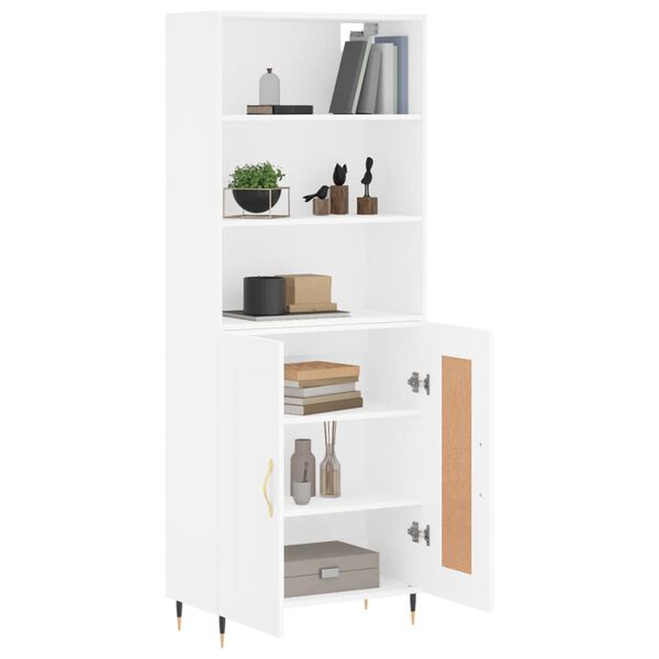 vidaXL Skř&iacute;ň highboard b&iacute;l&aacute; 69,5 x 34 x 180 cm kompozitn&iacute; dřevo