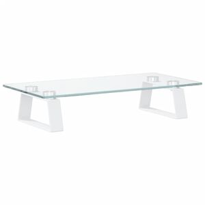 vidaXL Stojan na monitor b&iacute;l&yacute; 40 x 20 x 8 cm tvrzen&eacute; sklo a kov