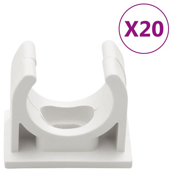 vidaXL Kabelové lišty s klipy Ø 20 mm 10 m PVC
