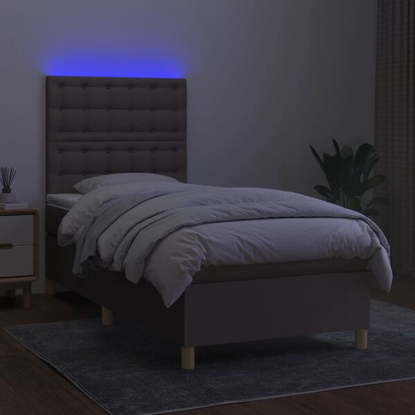 vidaXL Box spring postel s matrac&iacute; a LED taupe 80 x 200 cm textil