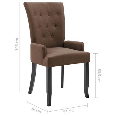 vidaXL Jídelní židle s područkami 6 ks hnědé textil