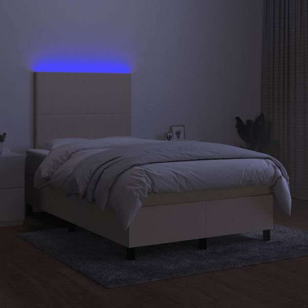 vidaXL Box spring postel s matrac&iacute; a LED kr&eacute;mov&aacute; 120x190 cm textil