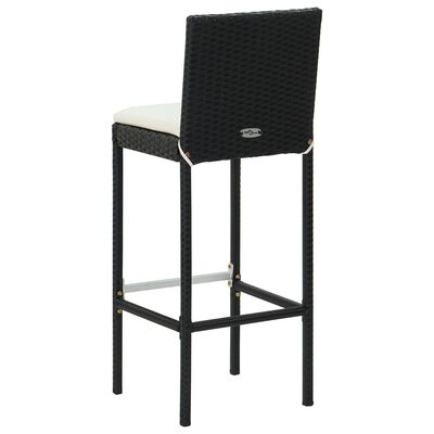 vidaXL Barové stoličky s poduškami 6 ks černé polyratan