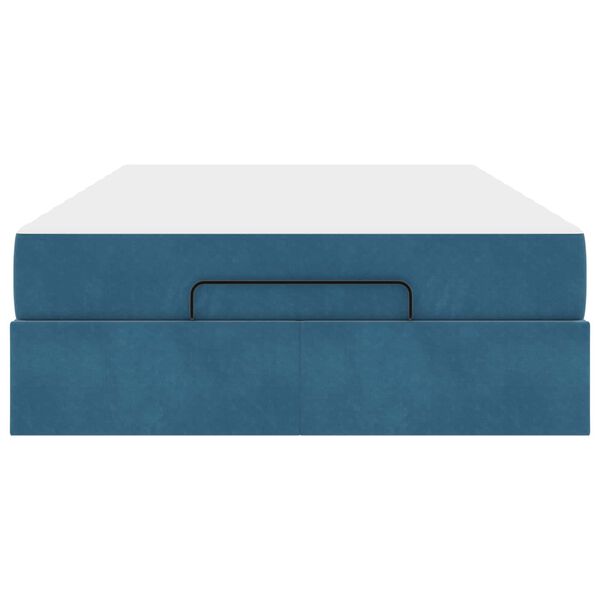 vidaXL R&aacute;m postele s matrac&iacute; s matrac&iacute; 2 pcs Modr&aacute; samet