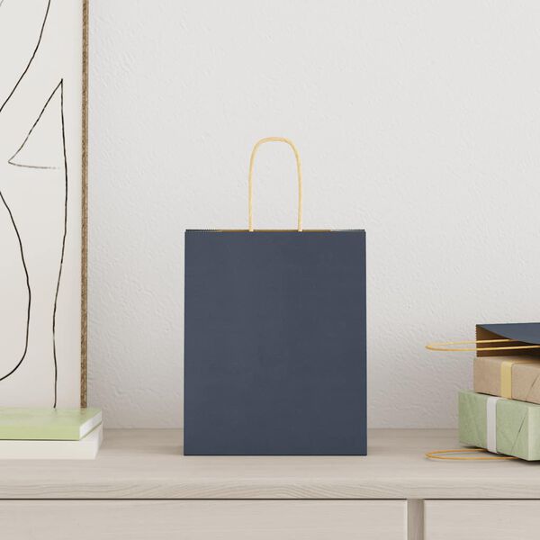 vidaXL Pap&iacute;rov&eacute; ta&scaron;ky 250 ks s uchy Modr&aacute; 18x8x22 cm