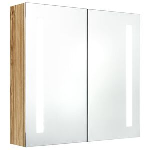 vidaXL LED koupelnov&aacute; skř&iacute;ňka se zrcadlem dub 62 x 14 x 60 cm